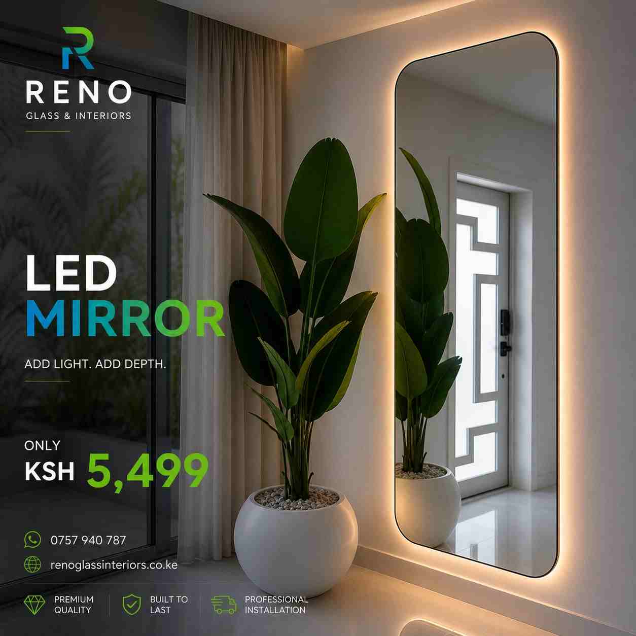 Capsule LED Full-Length Mirror view 2