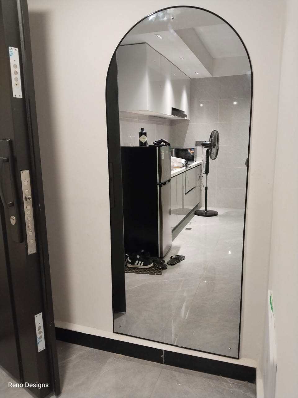 Full-Length Arched-Top Mirror — Hallway Near Kitchen